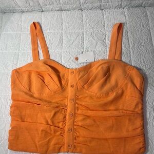 Forever 21 Orange Button-Up Crop Top